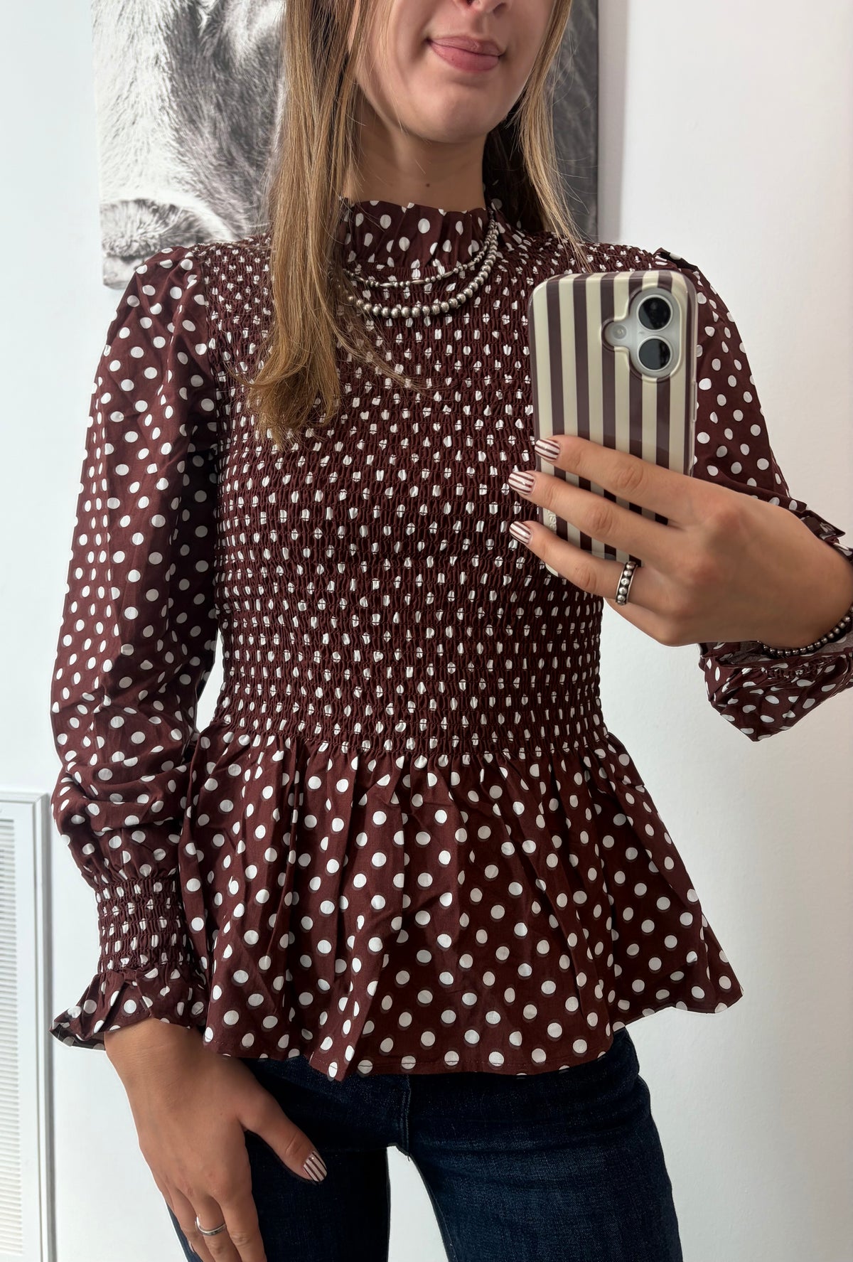 Poka Dot smocked Blouse
