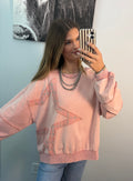 Star Patchwork Mineral Wash Long Sleeve Sweatshirt