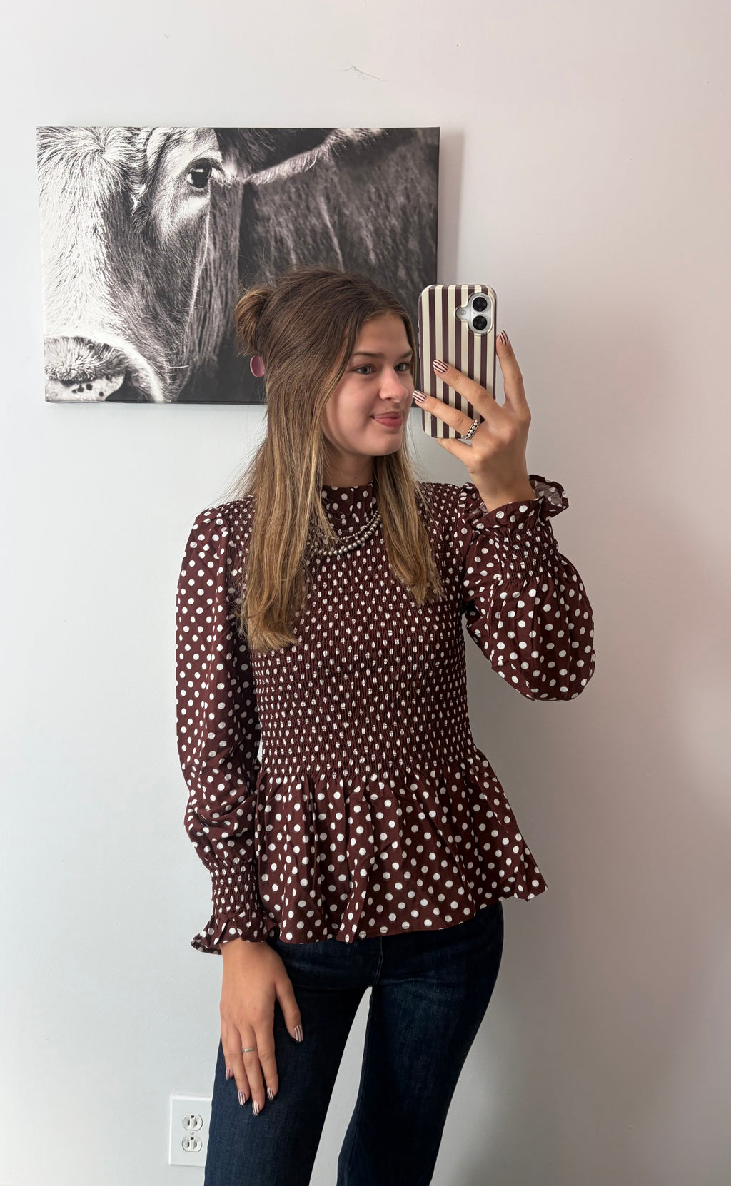 Poka Dot smocked Blouse