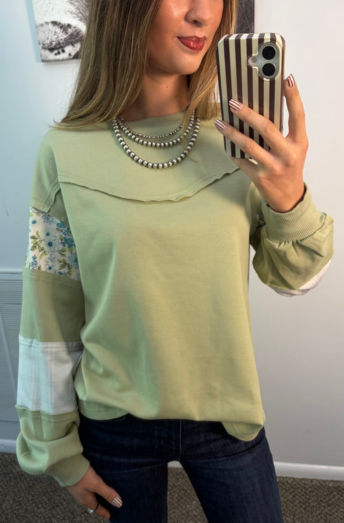 Floral Patch Work Sweatshirt