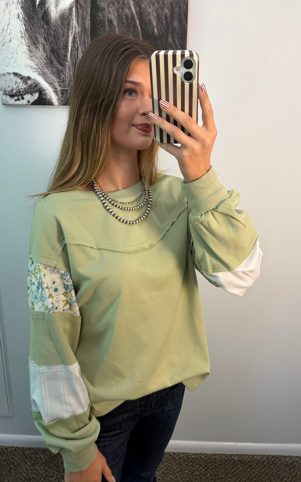 Floral Patch Work Sweatshirt